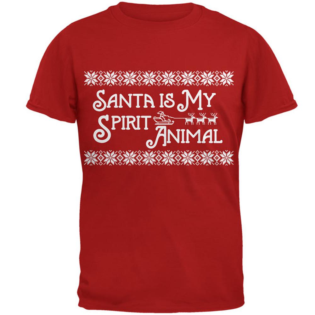 Santa is My Spirit Animal Mens T Shirt Men's T-Shirts Old Glory 2XL Red 