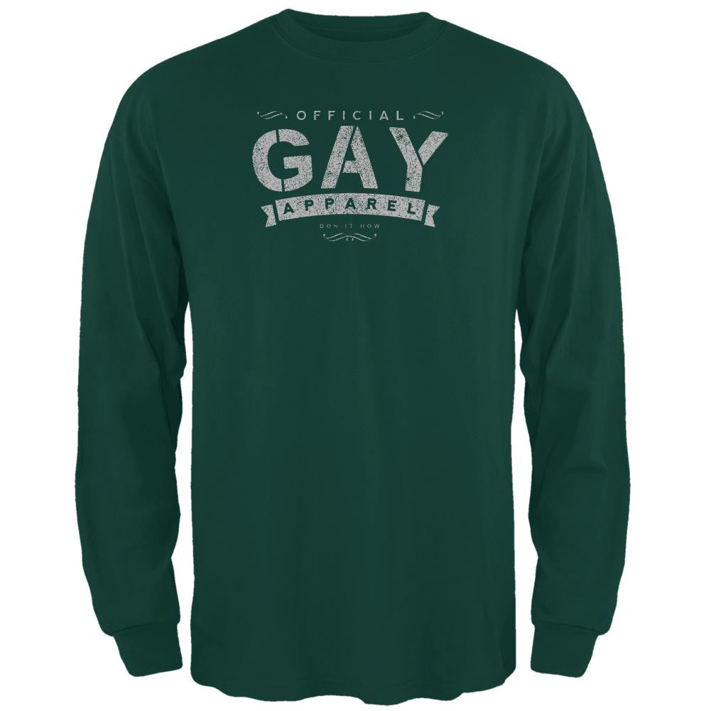 Christmas Official Gay Apparel Vintage Retro Funny Mens Long Sleeve T Shirt Men's Long Sleeves Old Glory 2XL Green 