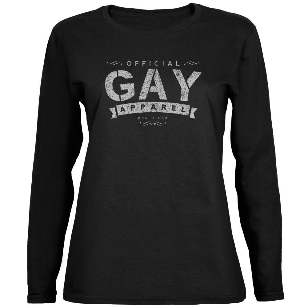 Christmas Official Gay Apparel Vintage Retro Funny Womens Long Sleeve T Shirt Women's Long Sleeves Old Glory 2XL Black 