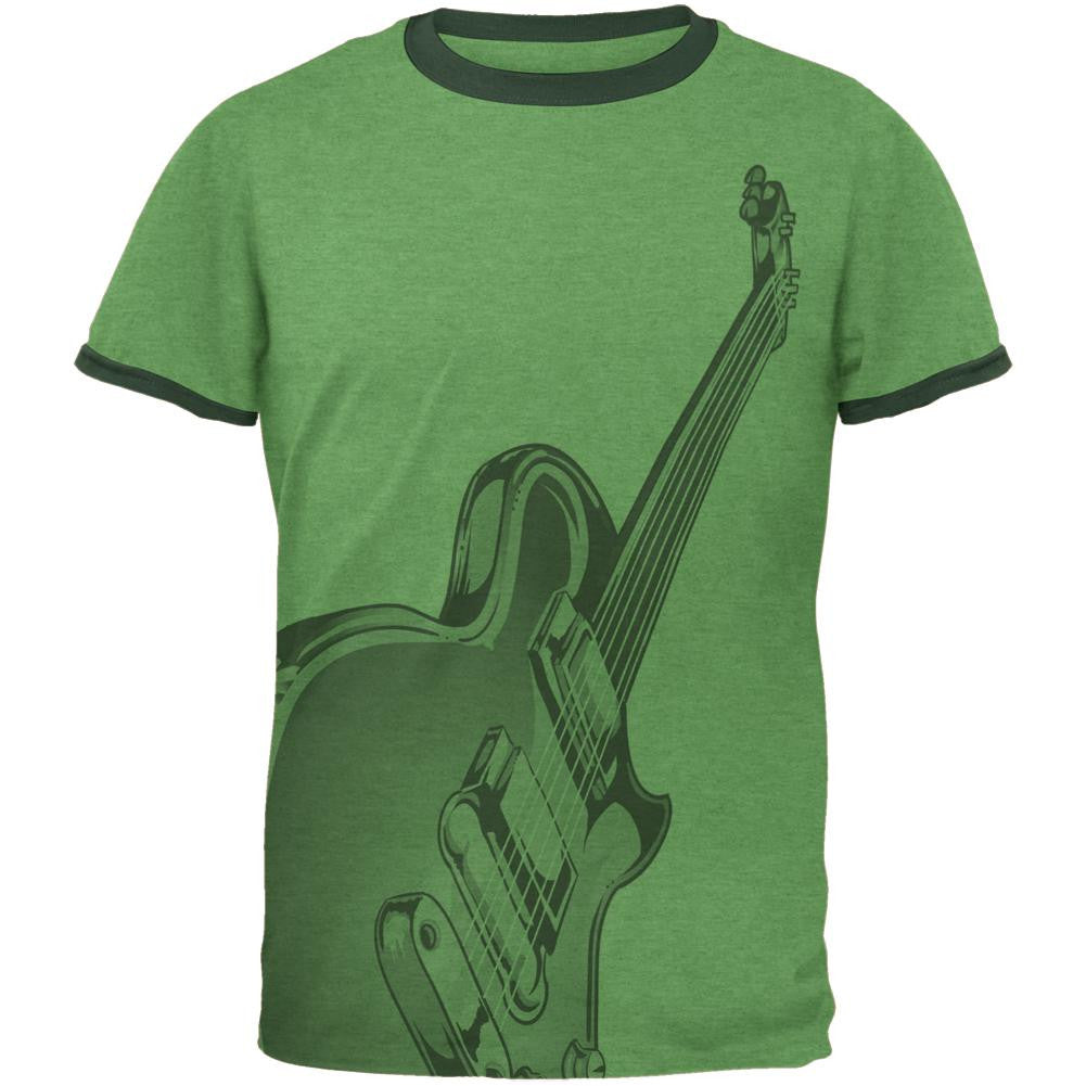 Electric Air Guitar Funny Costume Mens Ringer T Shirt Men's T-Shirts Old Glory 2XL Green 