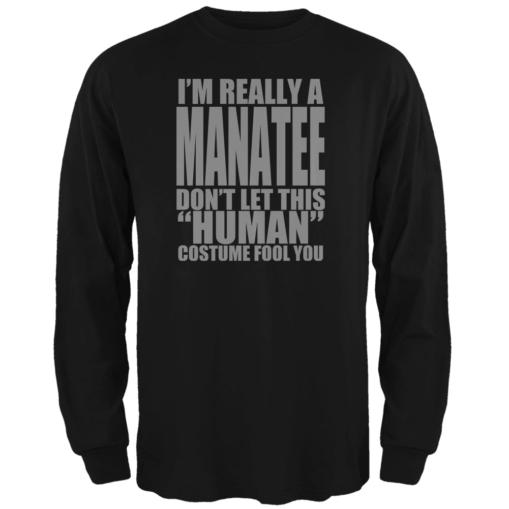 Halloween Human Manatee Costume Mens Long Sleeve T Shirt Men's Long Sleeves Old Glory 2XL Black 