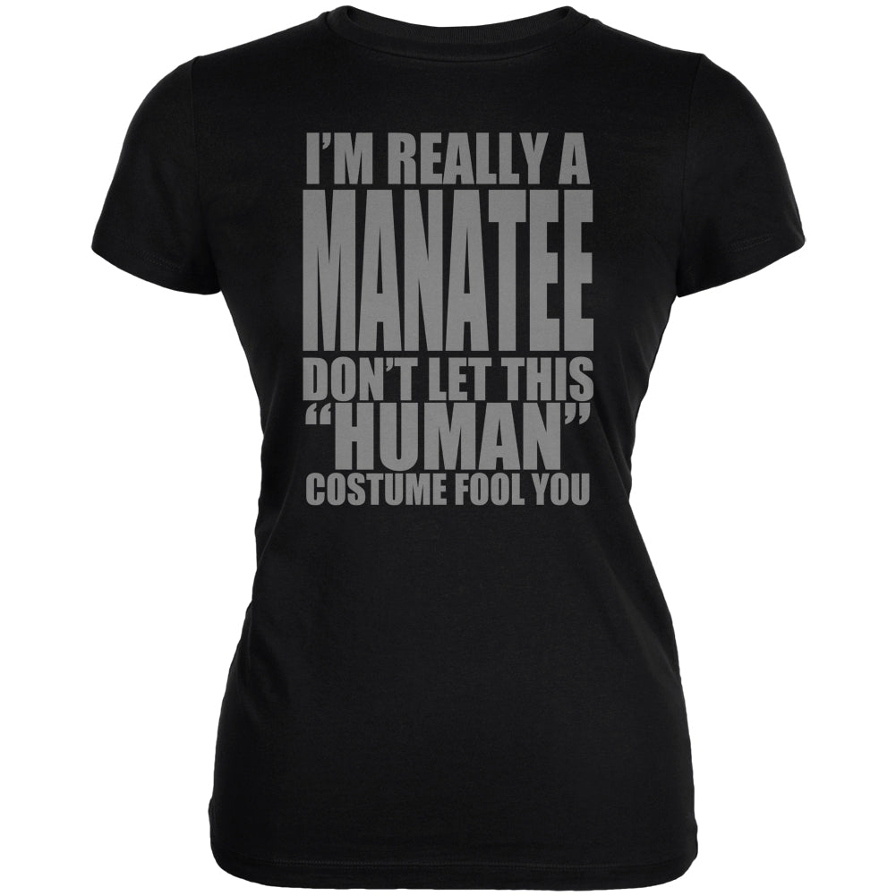 Halloween Human Manatee Costume Juniors Soft T Shirt Juniors T-Shirts Old Glory 2XL Black 