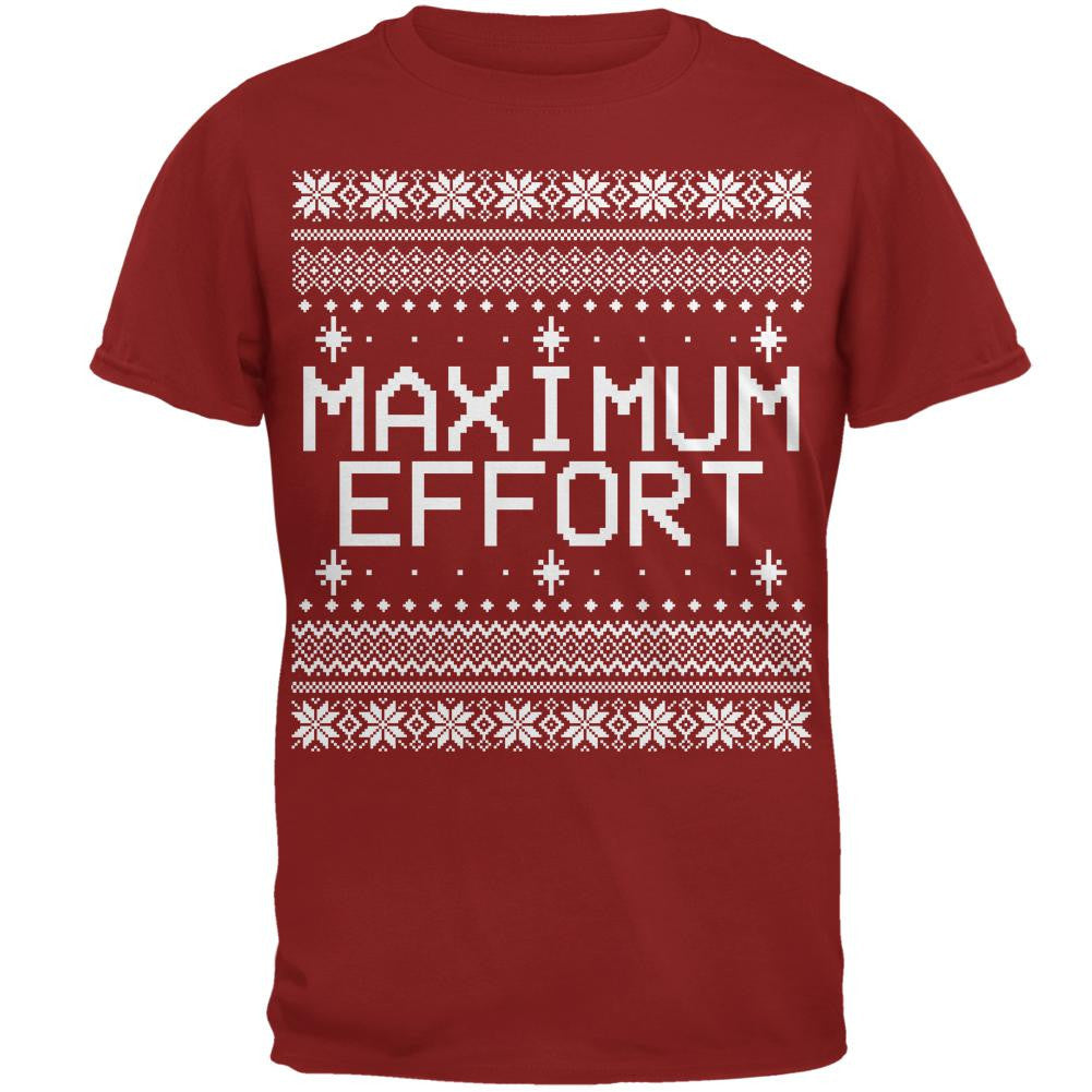 Maximum Effort Ugly Christmas Sweater Mens T Shirt Men's T-Shirts Old Glory 2XL Red 