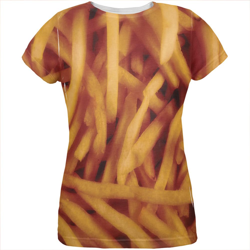 Fast Food Golden French Fries Costume All Over Womens T Shirt Women's T-Shirts Old Glory LG Multi 