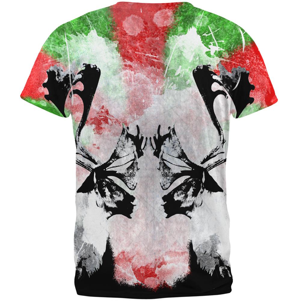 Christmas Reindeer Distressed Splatter All Over Mens T Shirt Men's T-Shirts Old Glory   