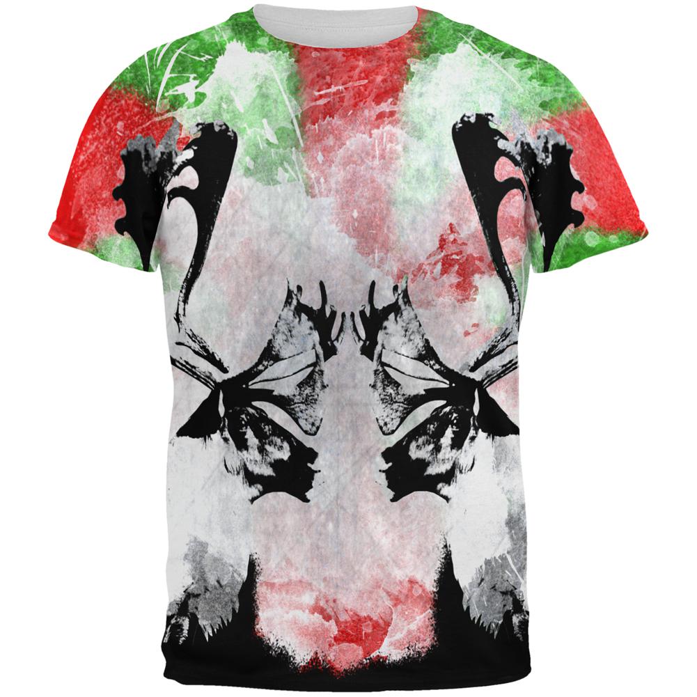 Christmas Reindeer Distressed Splatter All Over Mens T Shirt Men's T-Shirts Old Glory 2XL Multi 