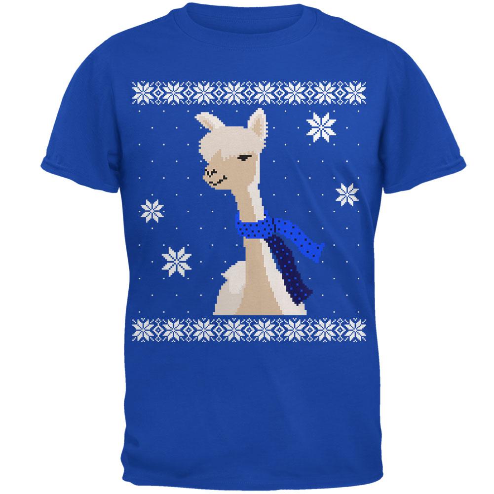 Big Alpaca Scarf Ugly Christmas Sweater Mens T Shirt Men's T-Shirts Old Glory 2XL Royal 