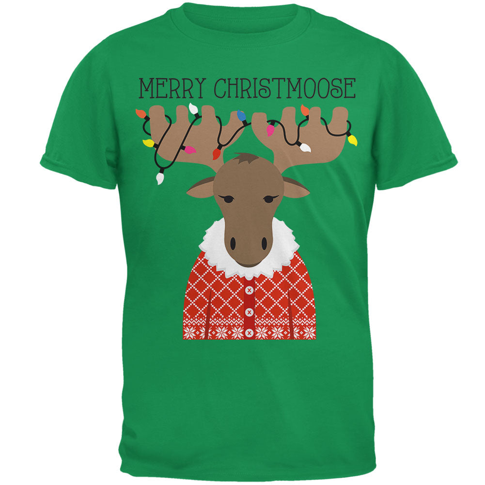 Christmas Merry ChristMoose Moose Mens T Shirt Men's T-Shirts Old Glory 2XL Green 