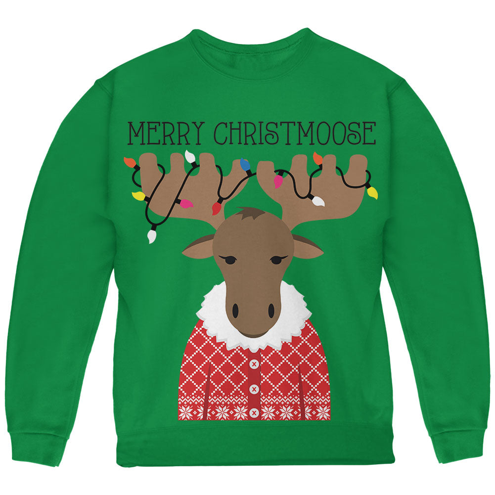 Christmas Merry ChristMoose Moose Youth Sweatshirt Youth Sweatshirts Old Glory YLG Green 