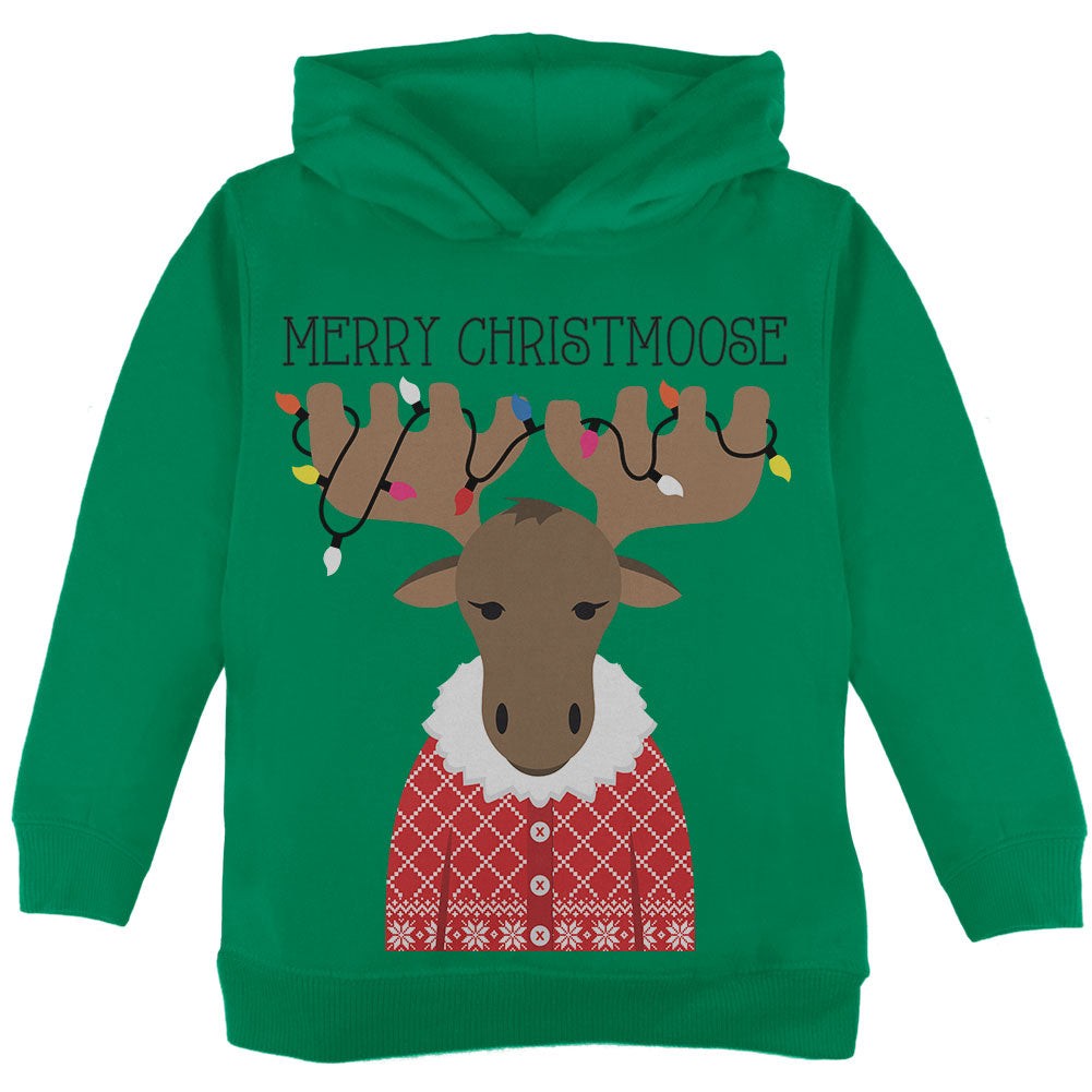 Christmas Merry ChristMoose Moose Toddler Hoodie Toddler Hoodies Old Glory 2T Green 