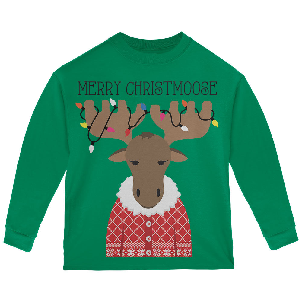 Christmas Merry ChristMoose Moose Toddler Long Sleeve T Shirt Toddler Long Sleeves Old Glory 2T Green 