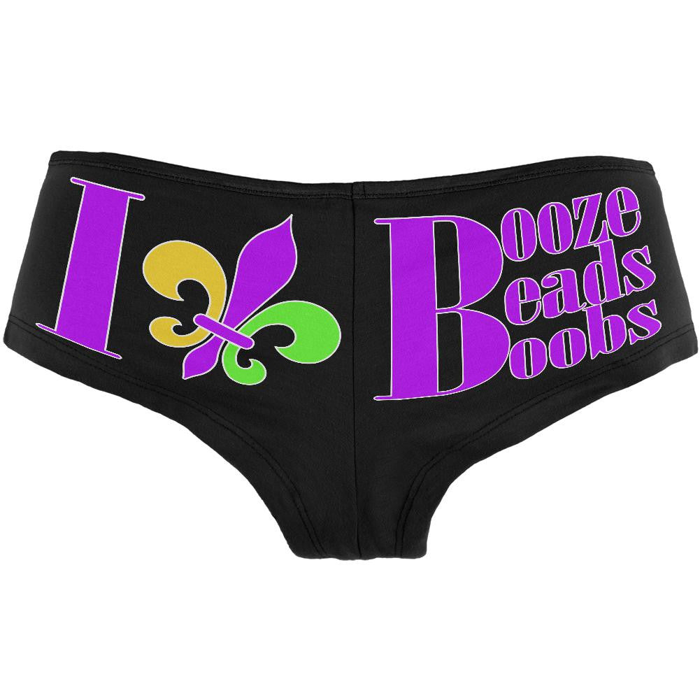 Mardi Gras Booze Beads Boobs Womens Booty Shorts Women's Underwear Old Glory LG Black 