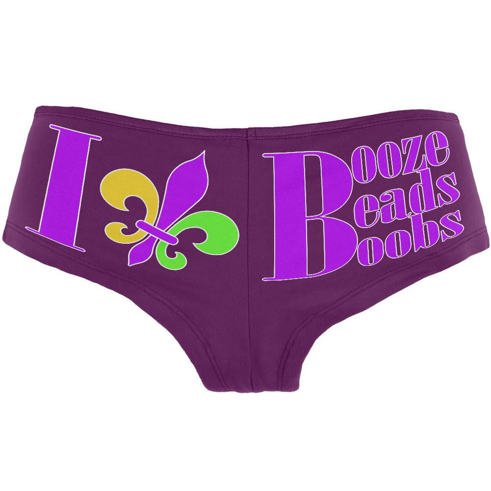 Mardi Gras Booze Beads Boobs Womens Booty Shorts Women's Underwear Old Glory LG Purple 