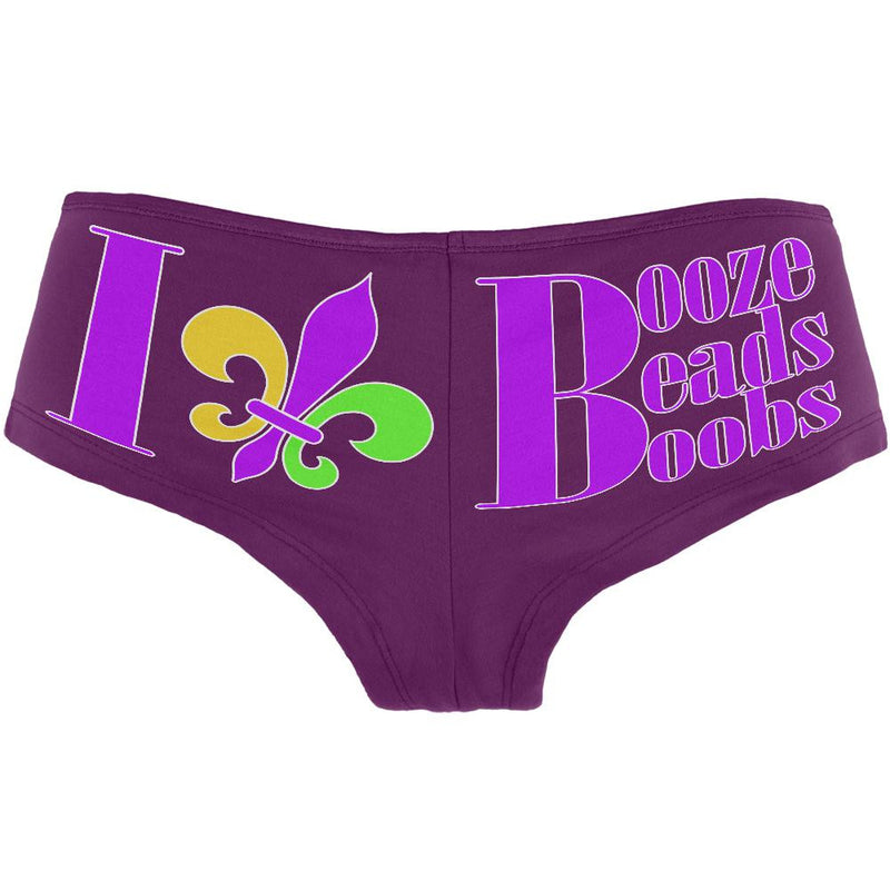 Mardi Gras Booze Beads Boobs Womens Booty Shorts Women's Underwear Old Glory LG Purple 