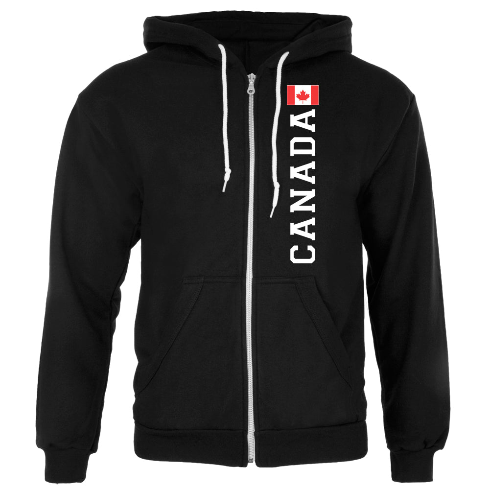 Canada Flag World Cup Mens Full Zip Hoodie Men's Hoodies Old Glory 2XL Black 