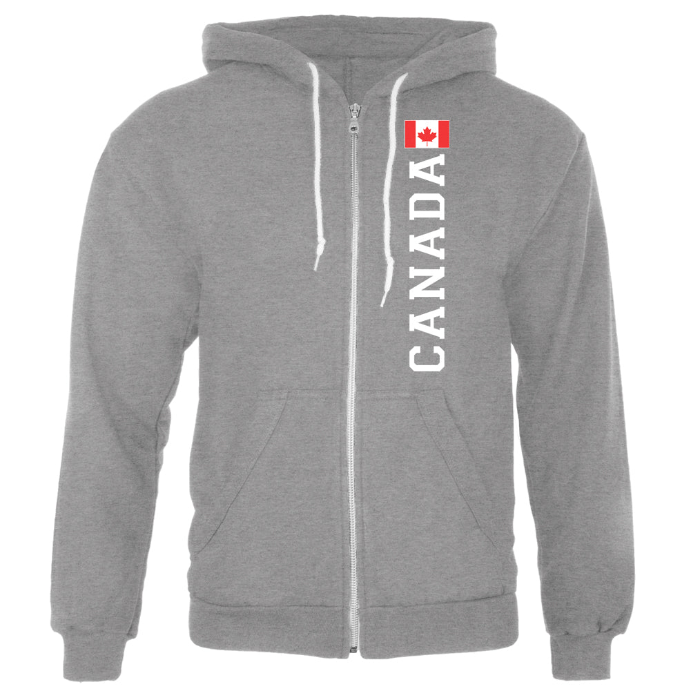 Canada Flag World Cup Mens Full Zip Hoodie Men's Hoodies Old Glory 2XL Grey 