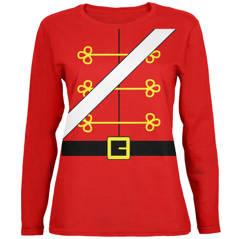 Christmas Toy Soldier Nutcracker Costume Womens Long Sleeve T Shirt Women's Long Sleeves Old Glory SM Red 