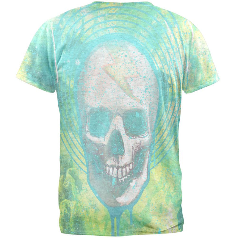 Halloween Lightining Bolt Skull Dristressed Plasma Mens T Shirt Men's T-Shirts Old Glory   