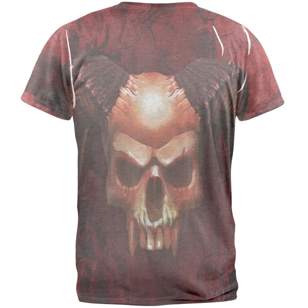 Halloween Horned Demon Skull From Hell Mens T Shirt Men's T-Shirts Old Glory   