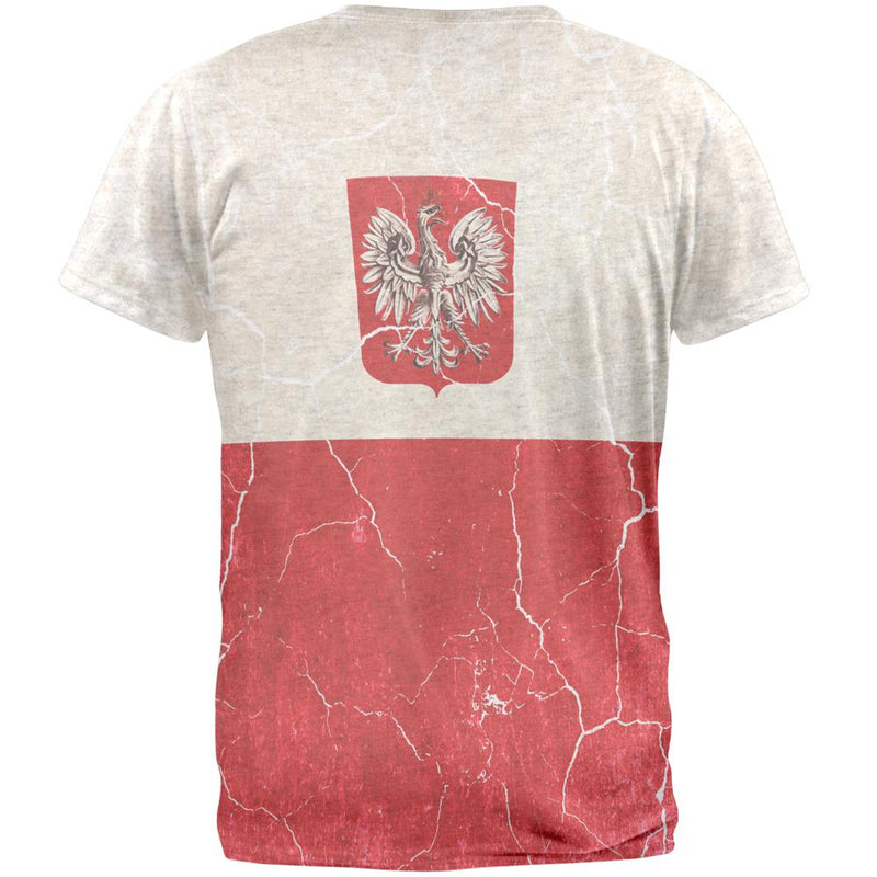 Distressed Grunge Polish Crest Flag Mens T Shirt Men's T-Shirts Old Glory   