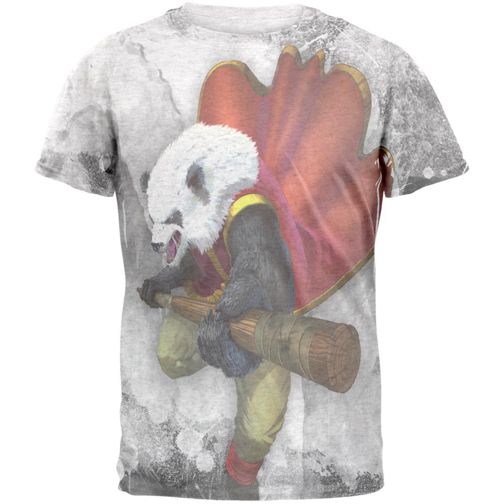 Panda Warrior Monk Mens T Shirt Men's T-Shirts Old Glory 2XL Heather White 