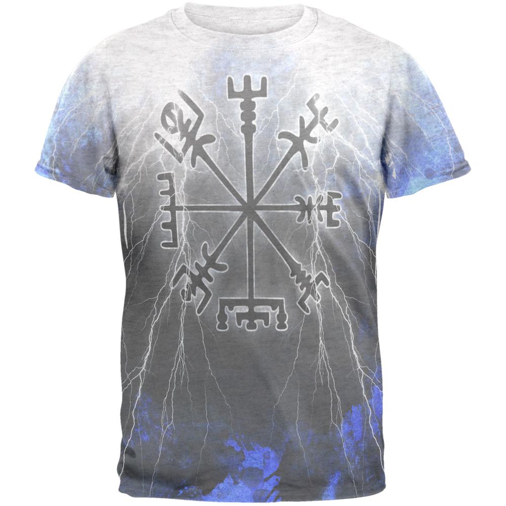 Vegvisir Nordic Viking Storm Compass Mens T Shirt Men's T-Shirts Old Glory 2XL Heather White 