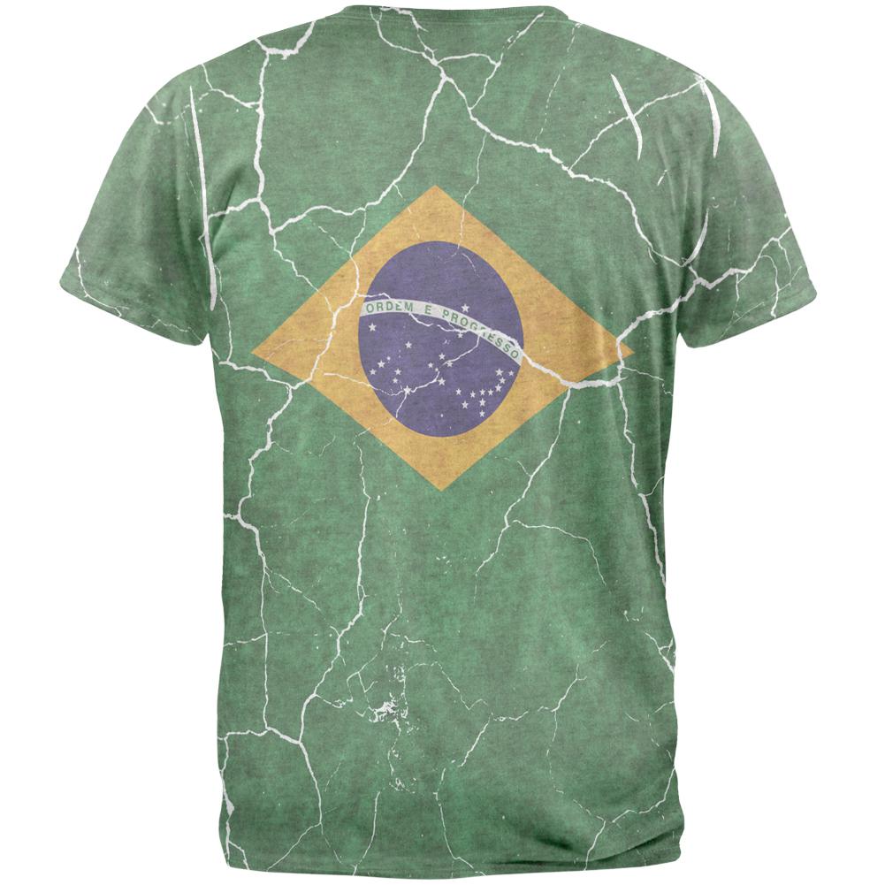 Distressed Brazilian Flag Mens T Shirt Men's T-Shirts Old Glory   