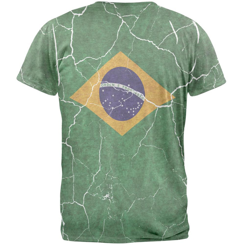 Distressed Brazilian Flag Mens T Shirt Men's T-Shirts Old Glory   