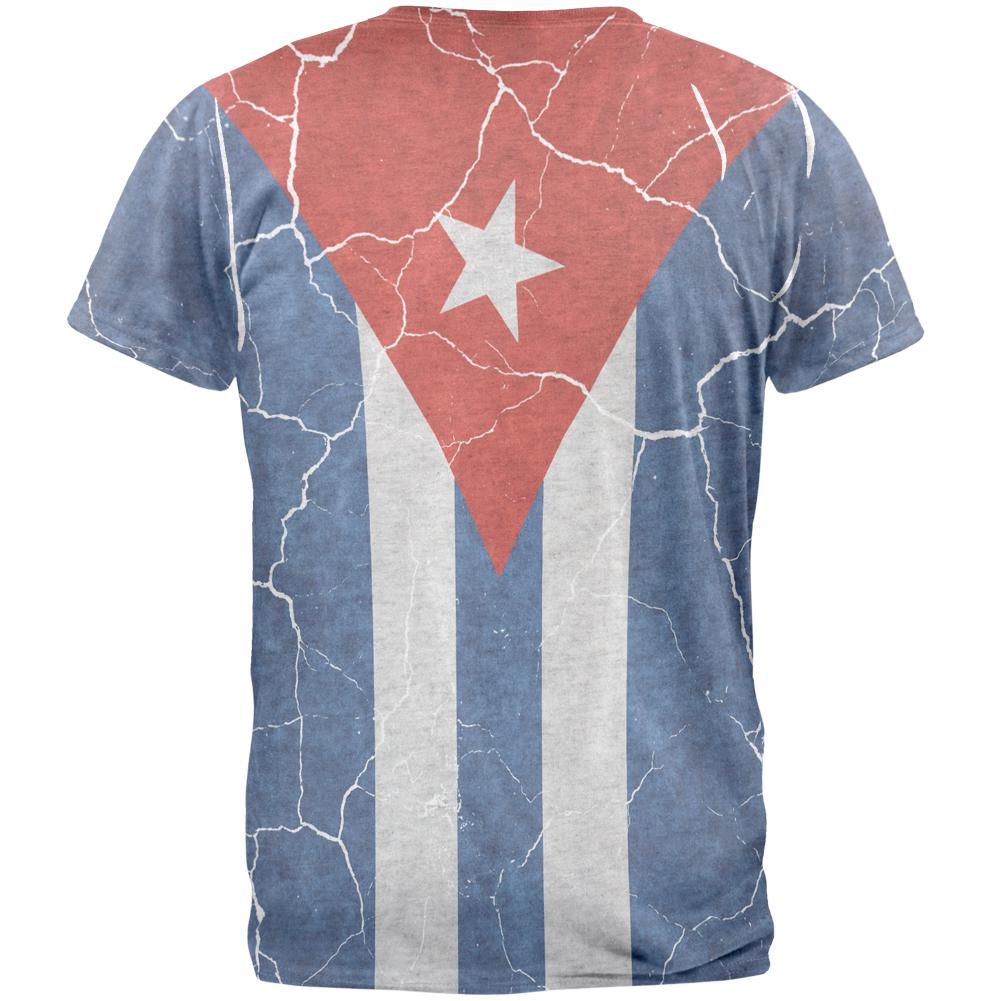 Distressed Cuban Flag Mens T Shirt Men's T-Shirts Old Glory   