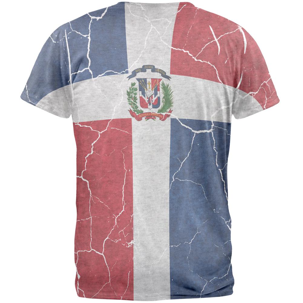 Distressed Dominican Republic Flag Mens T Shirt Men's T-Shirts Old Glory   