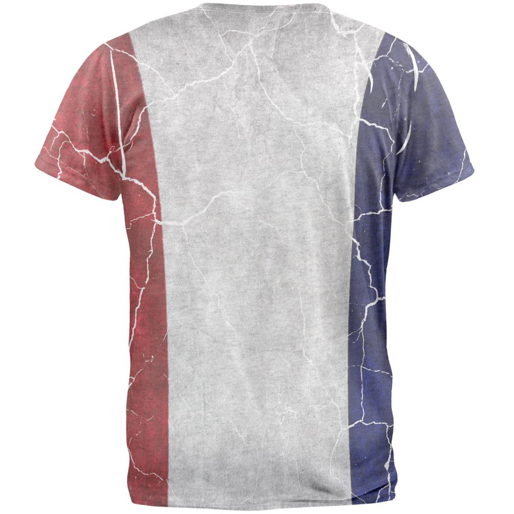 Distressed French Flag Mens T Shirt Men's T-Shirts Old Glory   