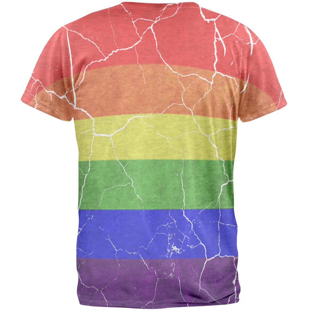 Distressed Gay Pride Flag Mens T Shirt Men's T-Shirts Old Glory   