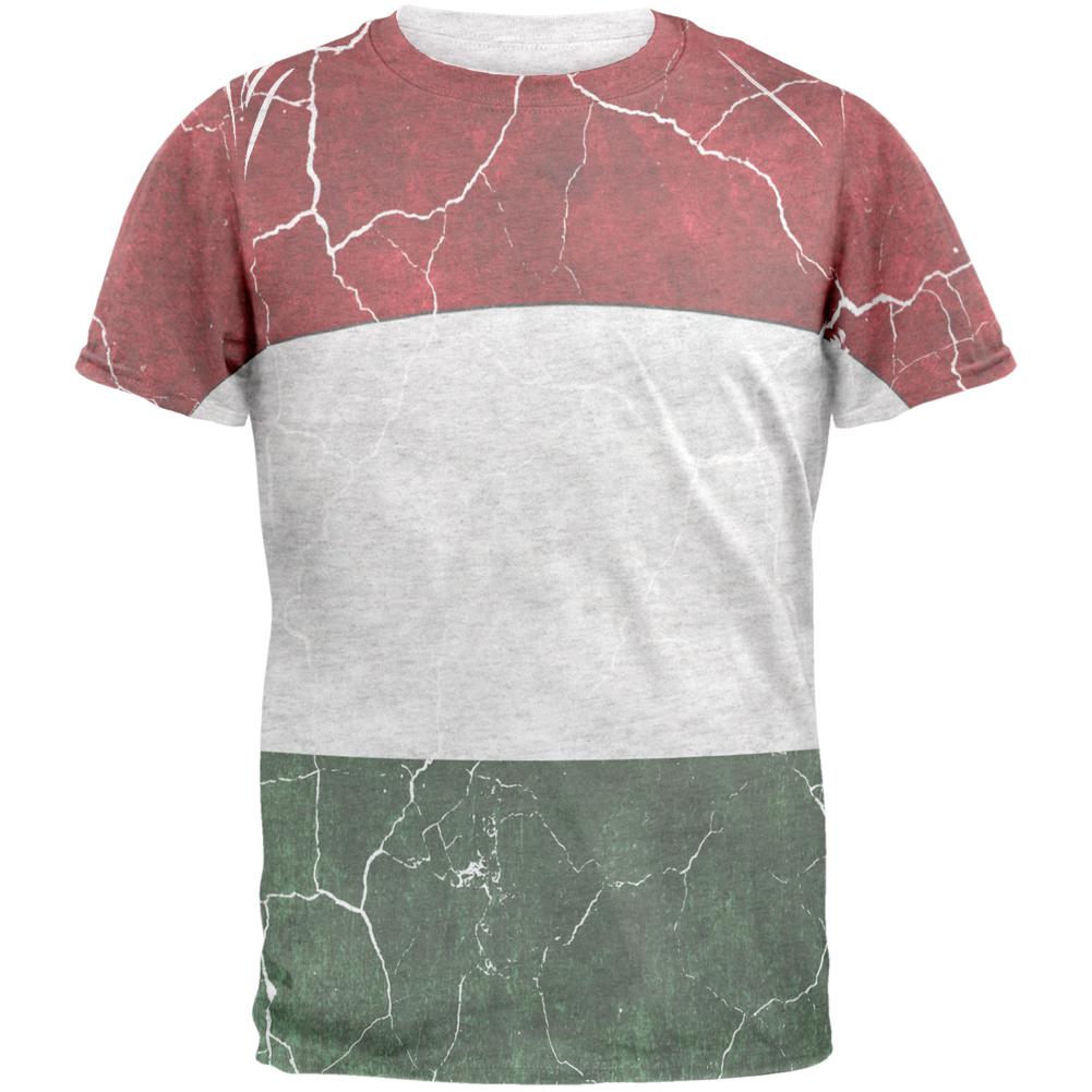 Distressed Hungarian Flag Mens T Shirt Men's T-Shirts Old Glory 2XL Heather White 