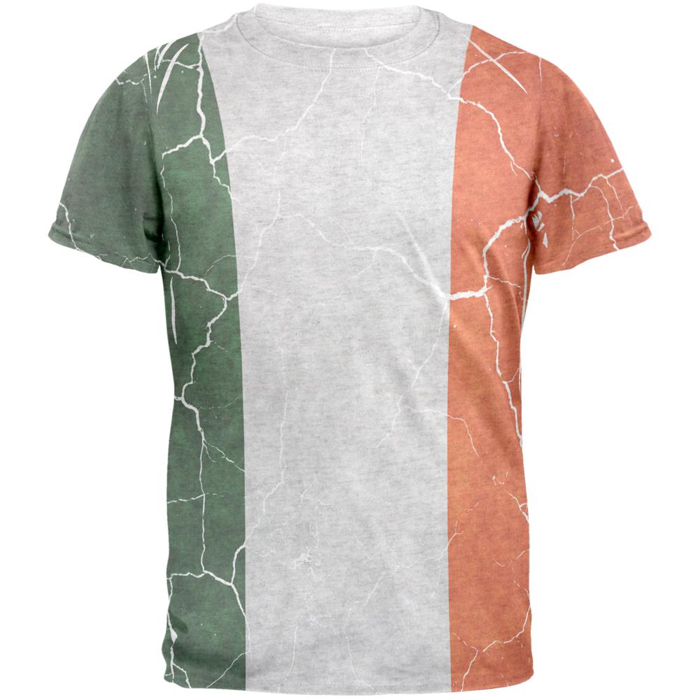 Distressed Irish Flag Mens T Shirt Men's T-Shirts Old Glory 2XL Heather White 