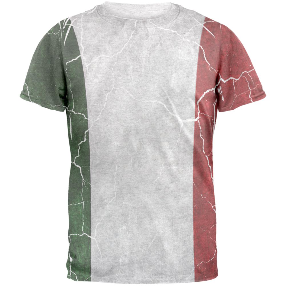 Distressed Italian Flag Mens T Shirt Men's T-Shirts Old Glory 2XL Heather White 