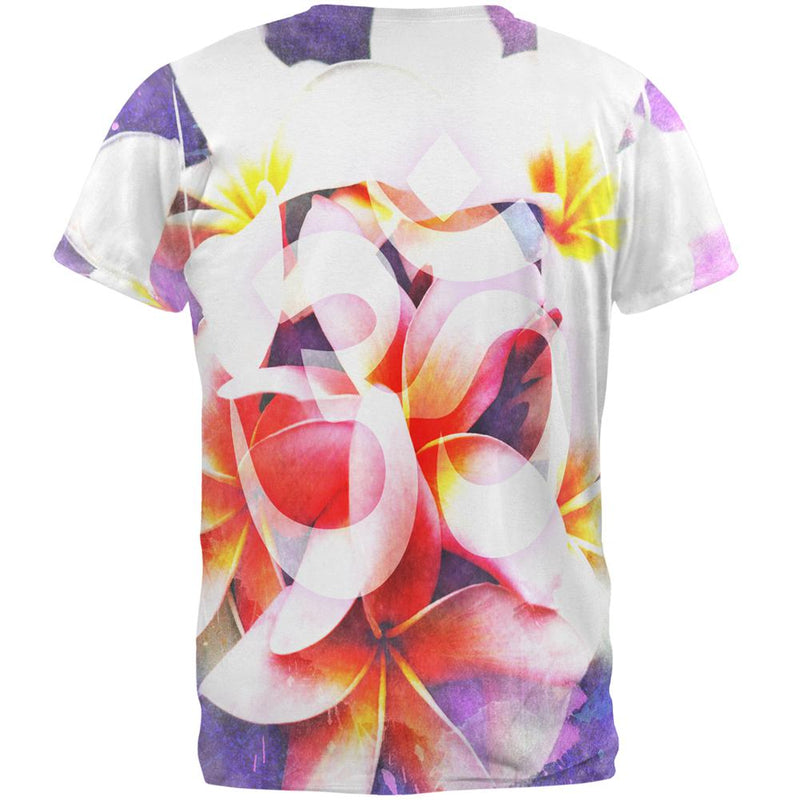 Om Frangipani Pagoda Temple Flower All Over Mens T Shirt Men's T-Shirts Old Glory   