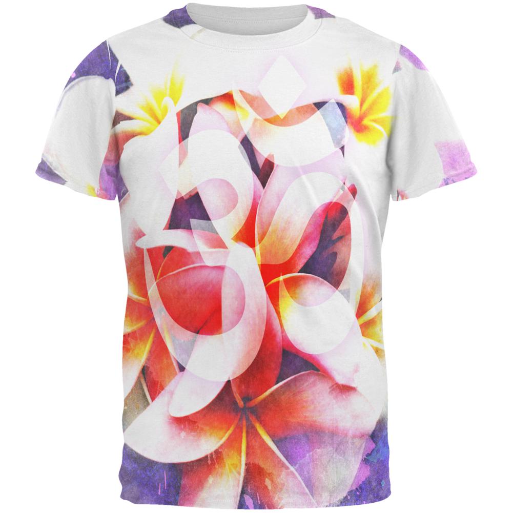 Om Frangipani Pagoda Temple Flower All Over Mens T Shirt Men's T-Shirts Old Glory 2XL Multi 