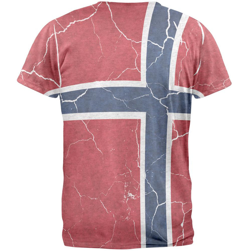 Distressed Norwegian Flag Mens T Shirt Men's T-Shirts Old Glory   