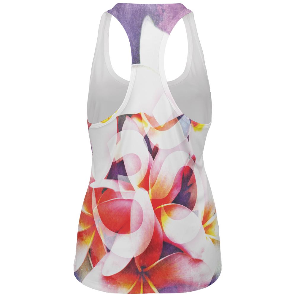 Om Frangipani Pagoda Temple Flower All Over Womens Work Out Tank Top Women's Tank Tops Old Glory   