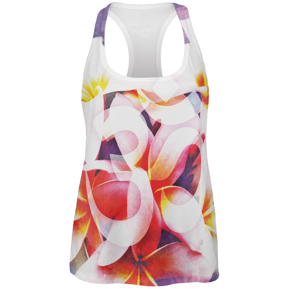 Om Frangipani Pagoda Temple Flower All Over Womens Work Out Tank Top Women's Tank Tops Old Glory 2XL Multi 