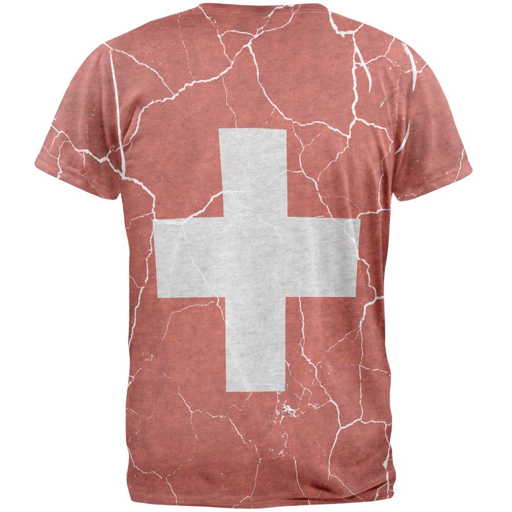 Distressed Swiss Flag Mens T Shirt Men's T-Shirts Old Glory   