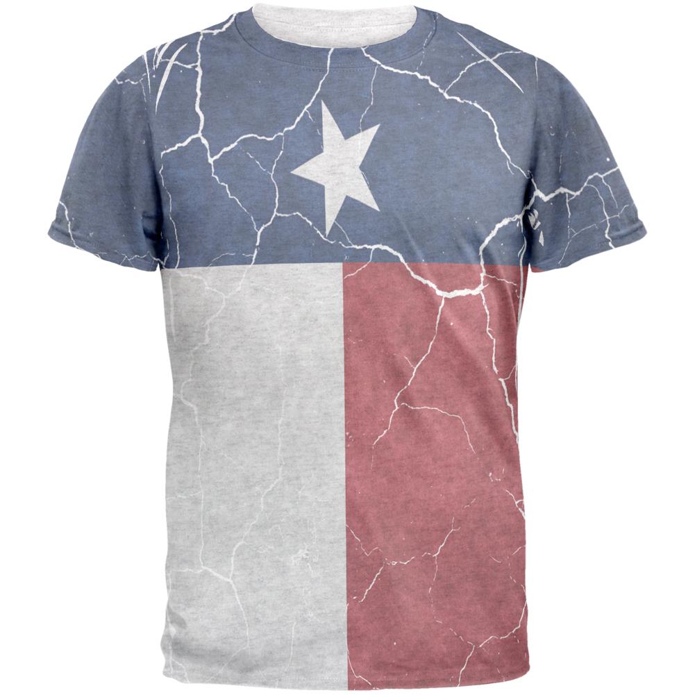 Distressed Texas Flag Mens T Shirt Men's T-Shirts Old Glory 2XL Heather White 