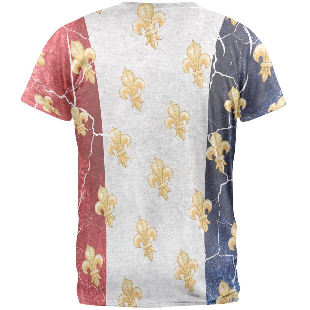 French Flag Grunge Distressed Fleur De Lis Mens T Shirt Men's T-Shirts Old Glory   