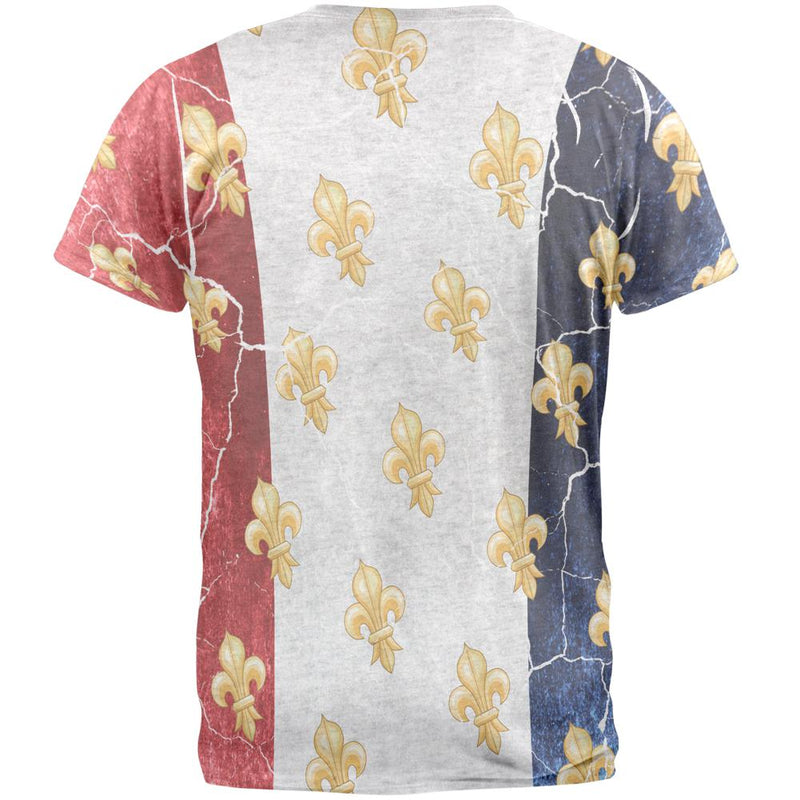 French Flag Grunge Distressed Fleur De Lis Mens T Shirt Men's T-Shirts Old Glory   