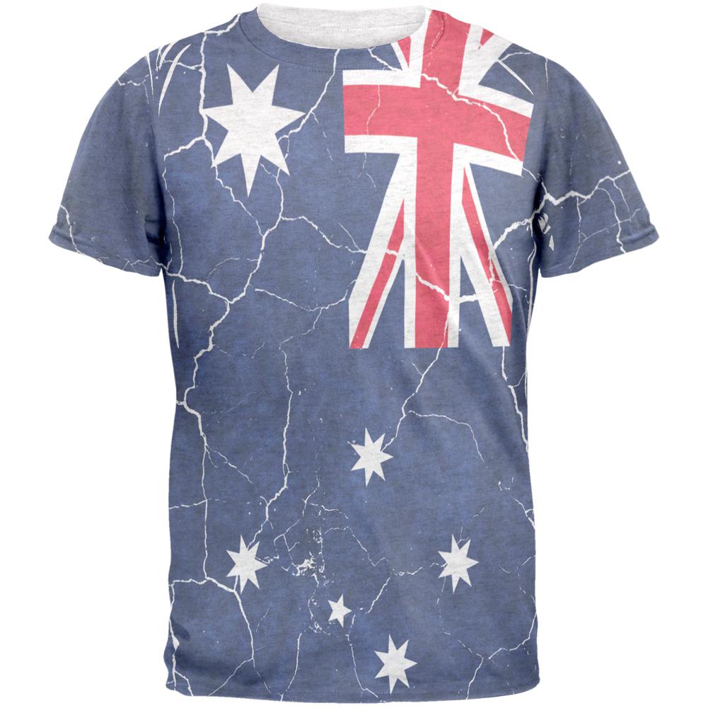 Distressed Australian Flag Mens T Shirt Men's T-Shirts Old Glory 2XL Heather White 