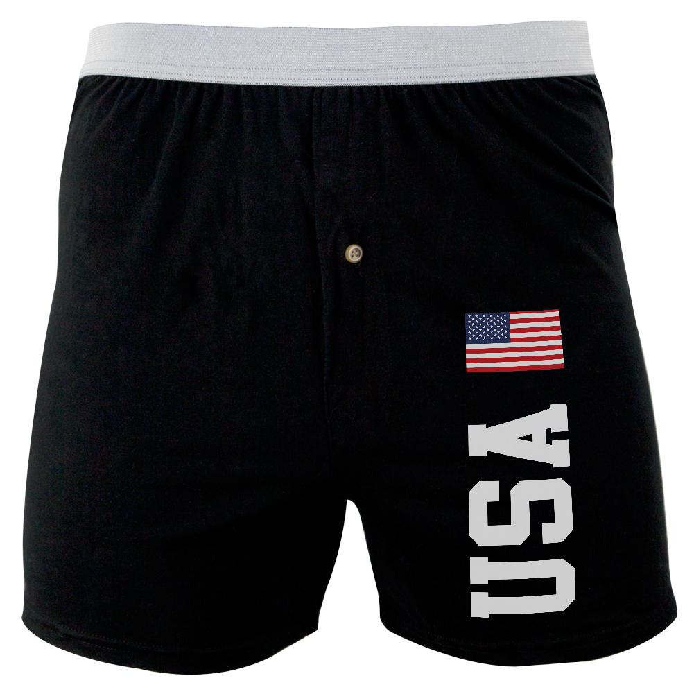 4th Of July America Flag World Cup Soft Knit Boxer Men's Boxers & Briefs Old Glory 2XL Black 