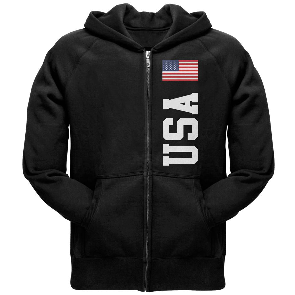 USA Flag World Cup Adult Zip Hoodie Men's Hoodies Old Glory SM Black 