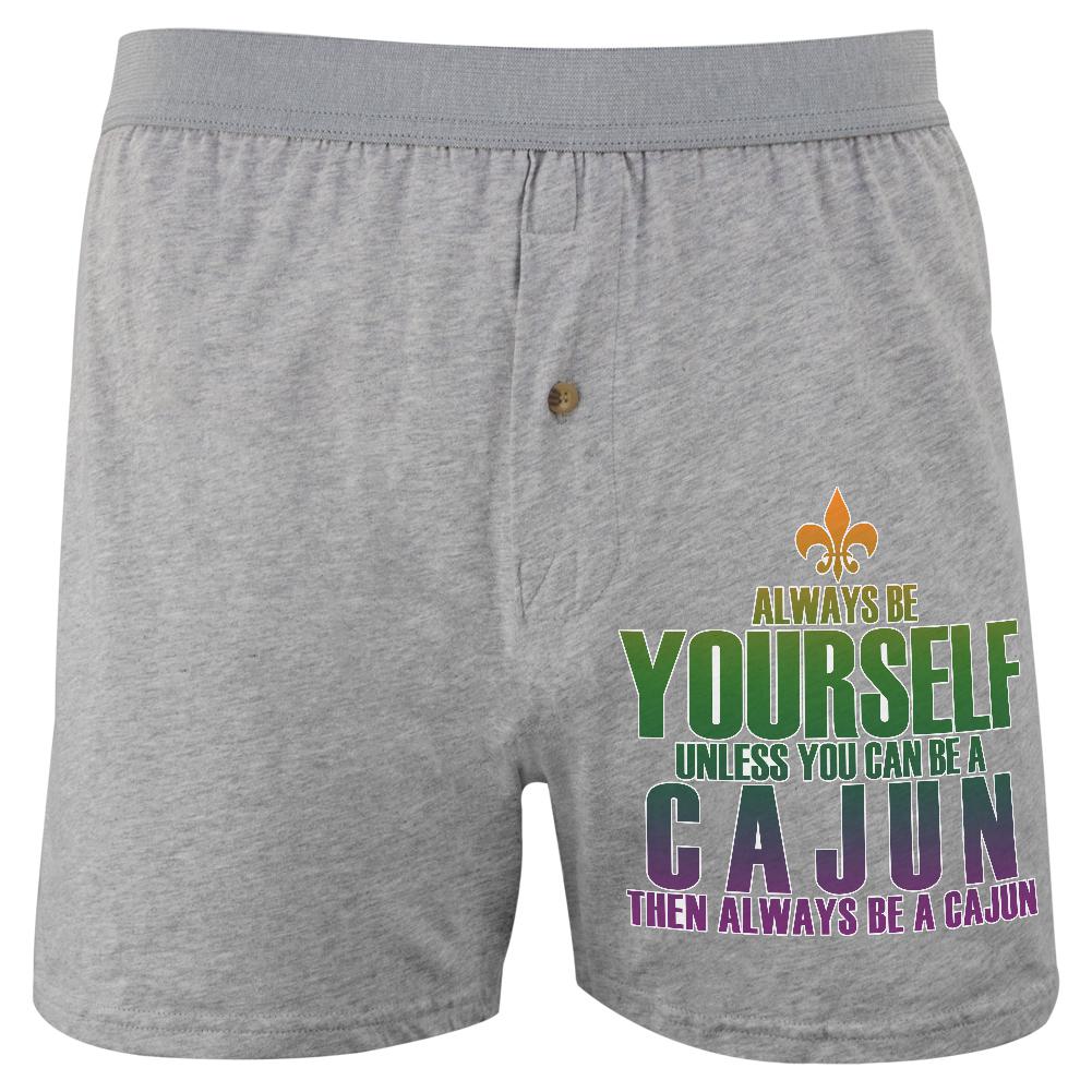 Mardi Gras Always Be Yourself Cajun Soft Knit Boxer Men's Boxers & Briefs Old Glory 2XL Heather 