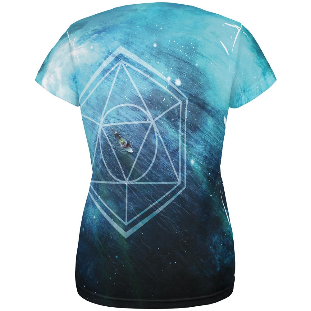 Surfing Sacred Cosmic Waves All Over Womens T Shirt Women's T-Shirts Old Glory   