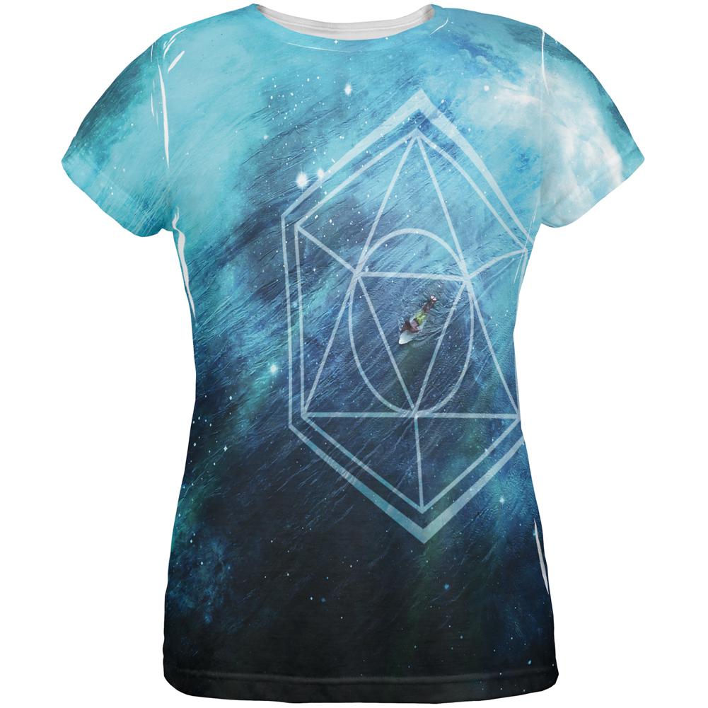 Surfing Sacred Cosmic Waves All Over Womens T Shirt Women's T-Shirts Old Glory 2XL Multi 